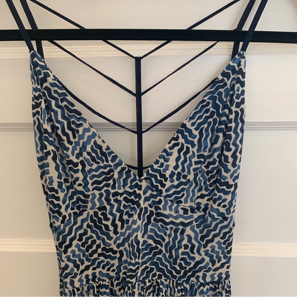 Silence + Noise blue patterned maxi dress with open back, size S - Picture 8 of 8